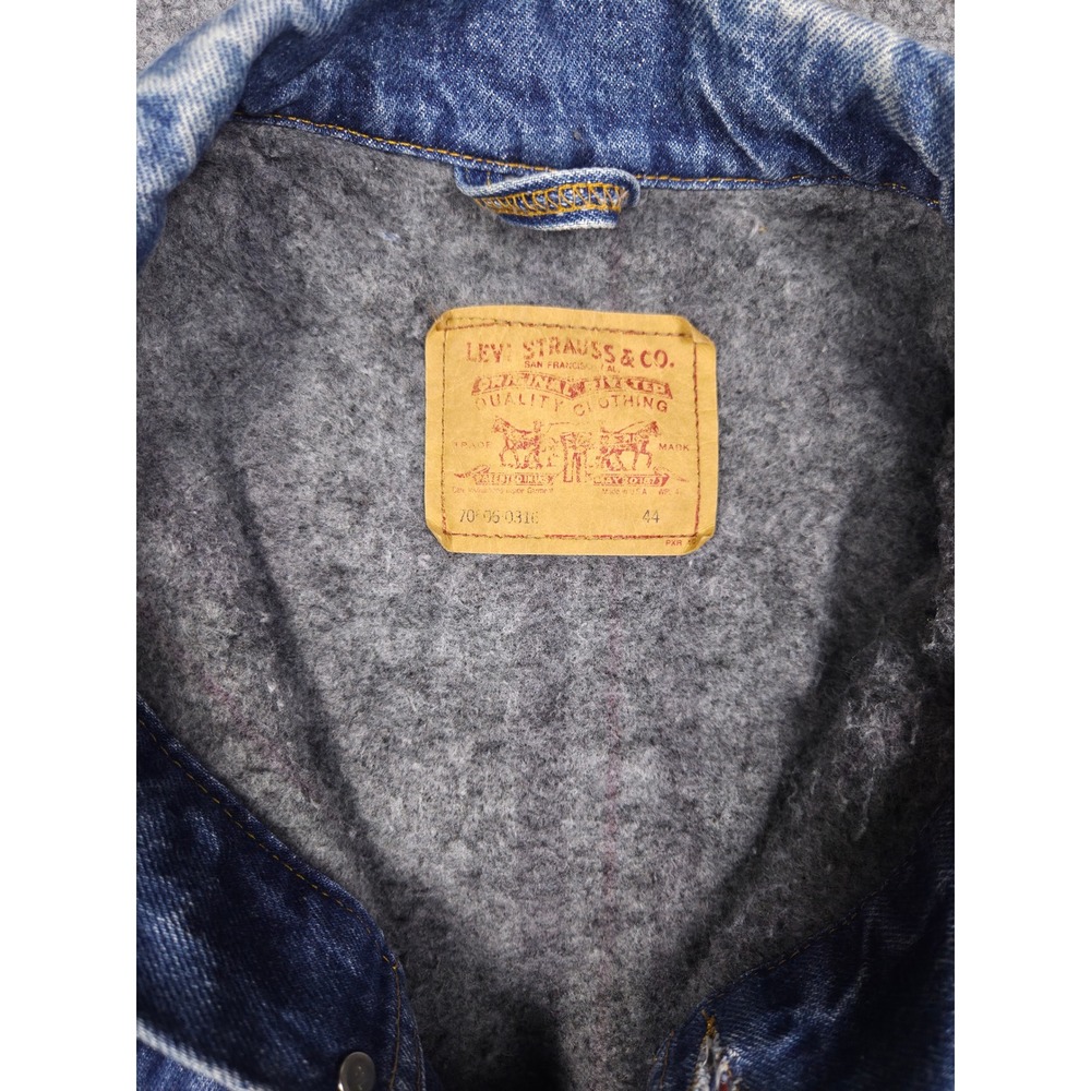 Vintage 90s Levis 70506 Type 3 Blanket Lined Denim Trucker Jacket USA Mens 44 XL - Picture 9 of 14